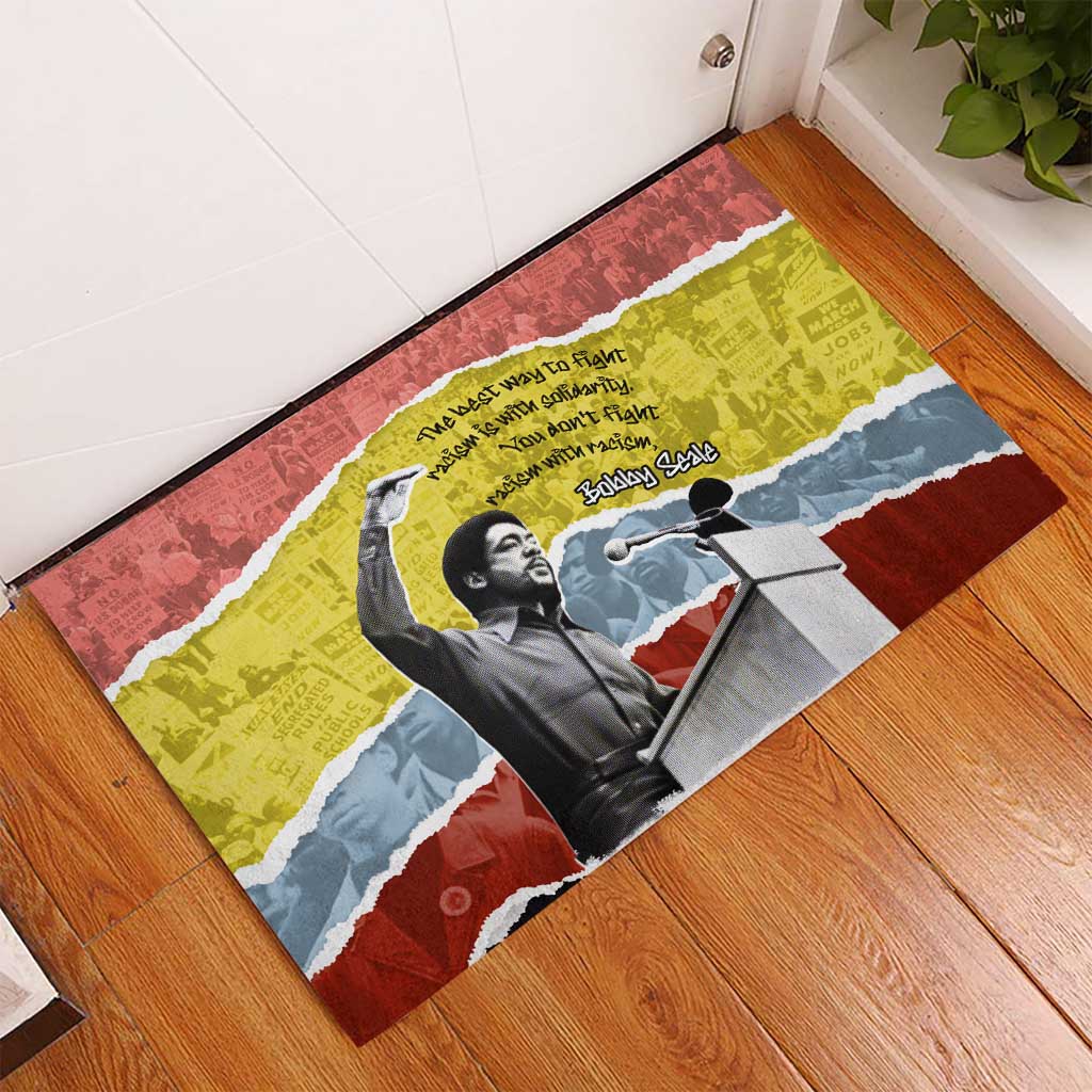 Bobby Seale Rubber Doormat Torn Paper Collage Design Solidarity Quote Powerful Speech Artwork Civil Rights - African Pride