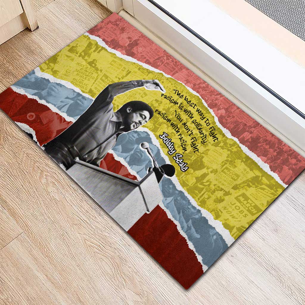 Bobby Seale Rubber Doormat Torn Paper Collage Design Solidarity Quote Powerful Speech Artwork Civil Rights - African Pride