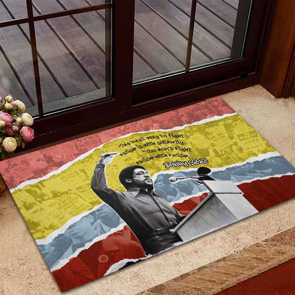 Bobby Seale Rubber Doormat Torn Paper Collage Design Solidarity Quote Powerful Speech Artwork Civil Rights - African Pride