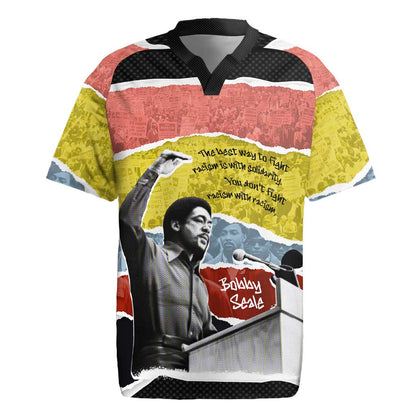 Bobby Seale Rugby Jersey Torn Paper Collage Design Solidarity Quote Powerful Speech Artwork Civil Rights - African Pride