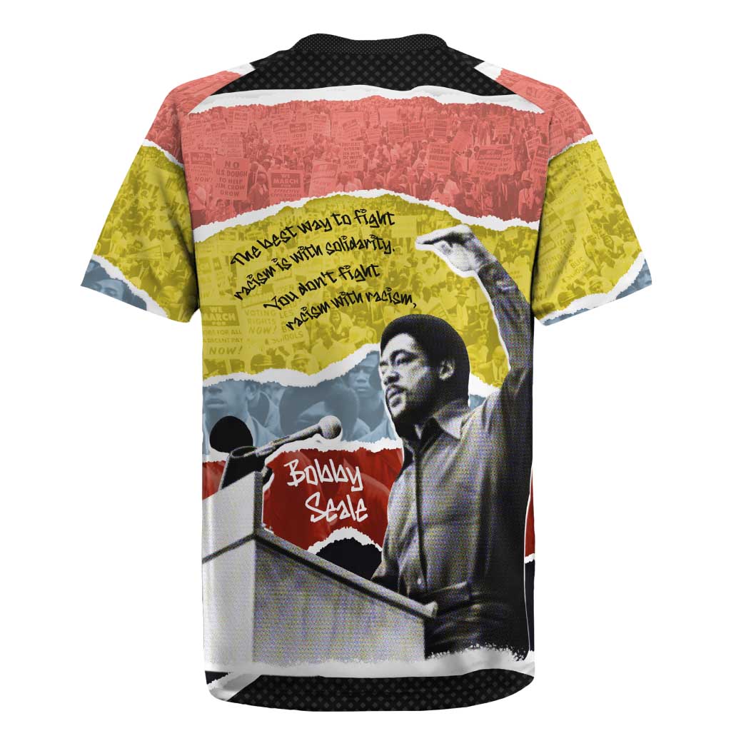 Bobby Seale Rugby Jersey Torn Paper Collage Design Solidarity Quote Powerful Speech Artwork Civil Rights - African Pride