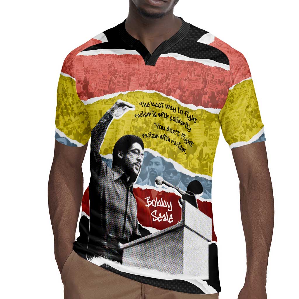 Bobby Seale Rugby Jersey Torn Paper Collage Design Solidarity Quote Powerful Speech Artwork Civil Rights - African Pride
