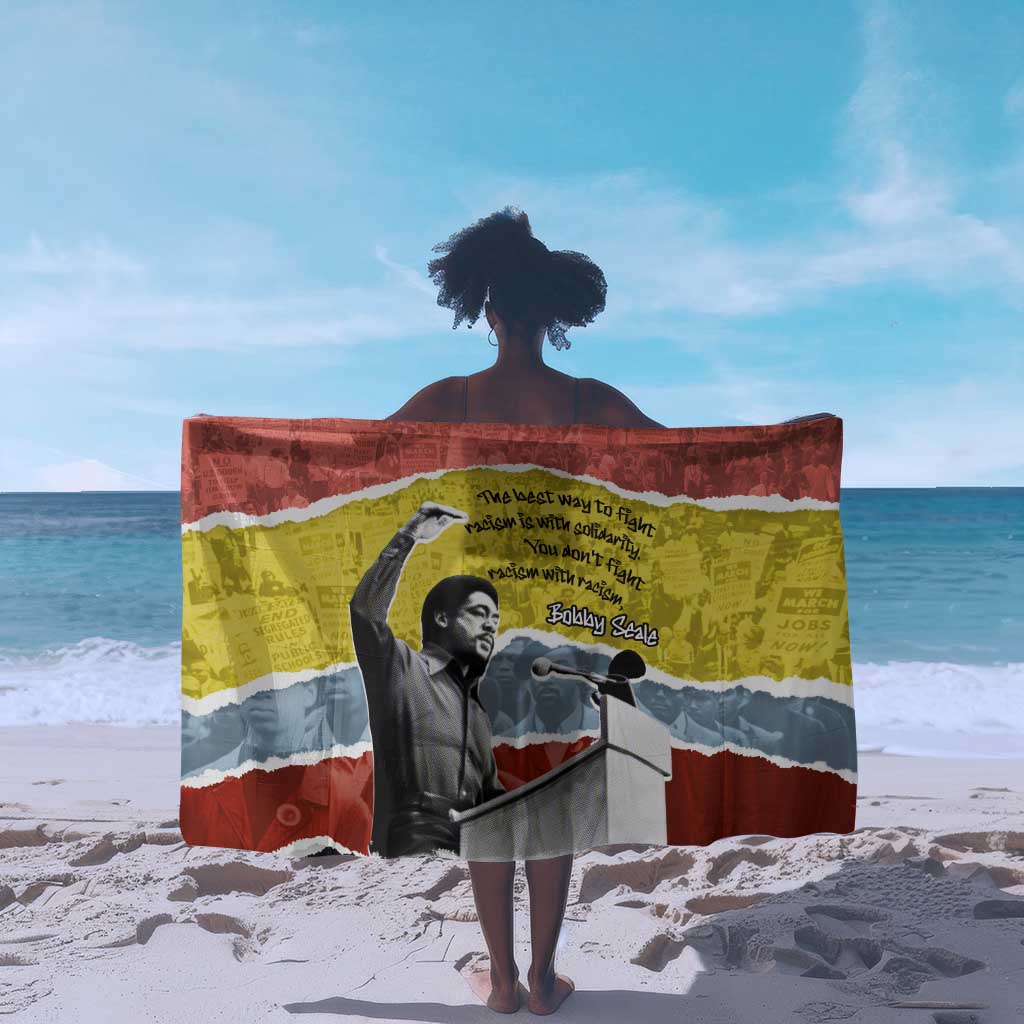 Bobby Seale Sarong Torn Paper Collage Design Solidarity Quote Powerful Speech Artwork Civil Rights - African Pride
