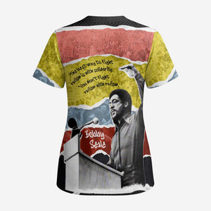 Bobby Seale Scrub Top Torn Paper Collage Design Solidarity Quote Powerful Speech Artwork Civil Rights - African Pride