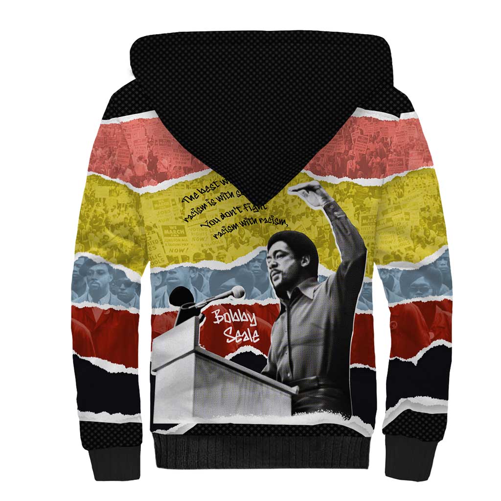 Bobby Seale Sherpa Hoodie Torn Paper Collage Design Solidarity Quote Powerful Speech Artwork Civil Rights - African Pride