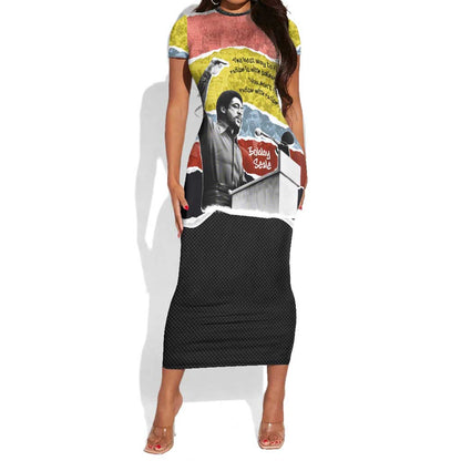 Bobby Seale Short Sleeve Bodycon Dress Torn Paper Collage Design Solidarity Quote Powerful Speech Artwork Civil Rights - African Pride