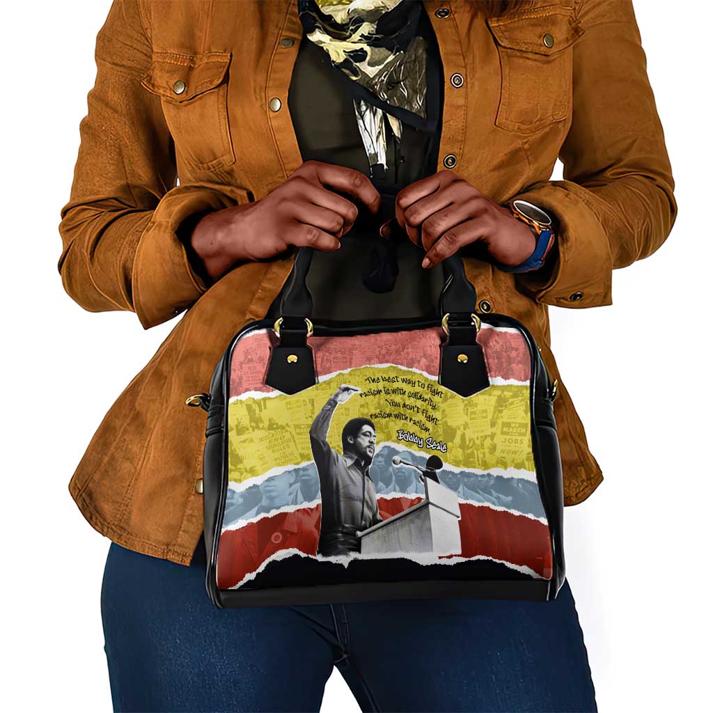 Bobby Seale Shoulder Handbag Torn Paper Collage Design Solidarity Quote Powerful Speech Artwork Civil Rights - African Pride