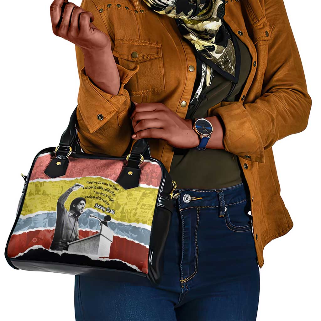 Bobby Seale Shoulder Handbag Torn Paper Collage Design Solidarity Quote Powerful Speech Artwork Civil Rights - African Pride