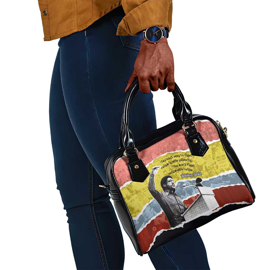 Bobby Seale Shoulder Handbag Torn Paper Collage Design Solidarity Quote Powerful Speech Artwork Civil Rights - African Pride