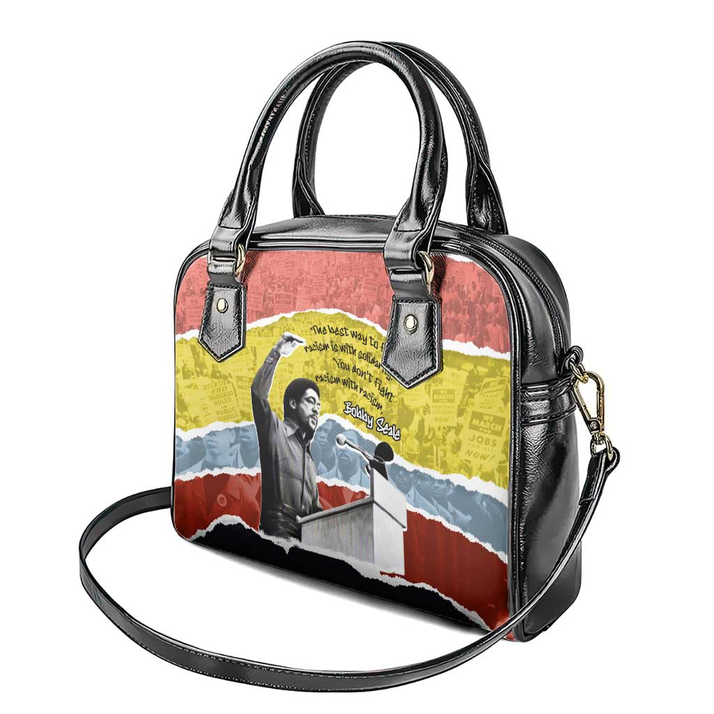 Bobby Seale Shoulder Handbag Torn Paper Collage Design Solidarity Quote Powerful Speech Artwork Civil Rights - African Pride