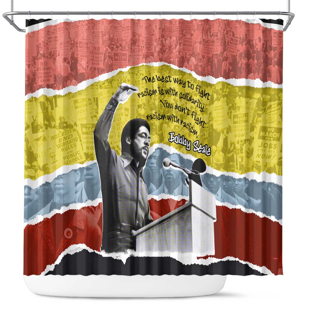 Bobby Seale Shower Curtain Torn Paper Collage Design Solidarity Quote Powerful Speech Artwork Civil Rights - African Pride