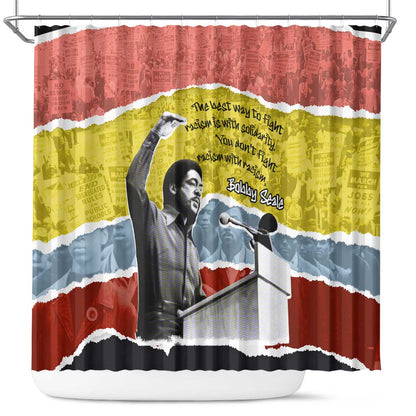 Bobby Seale Shower Curtain Torn Paper Collage Design Solidarity Quote Powerful Speech Artwork Civil Rights - African Pride