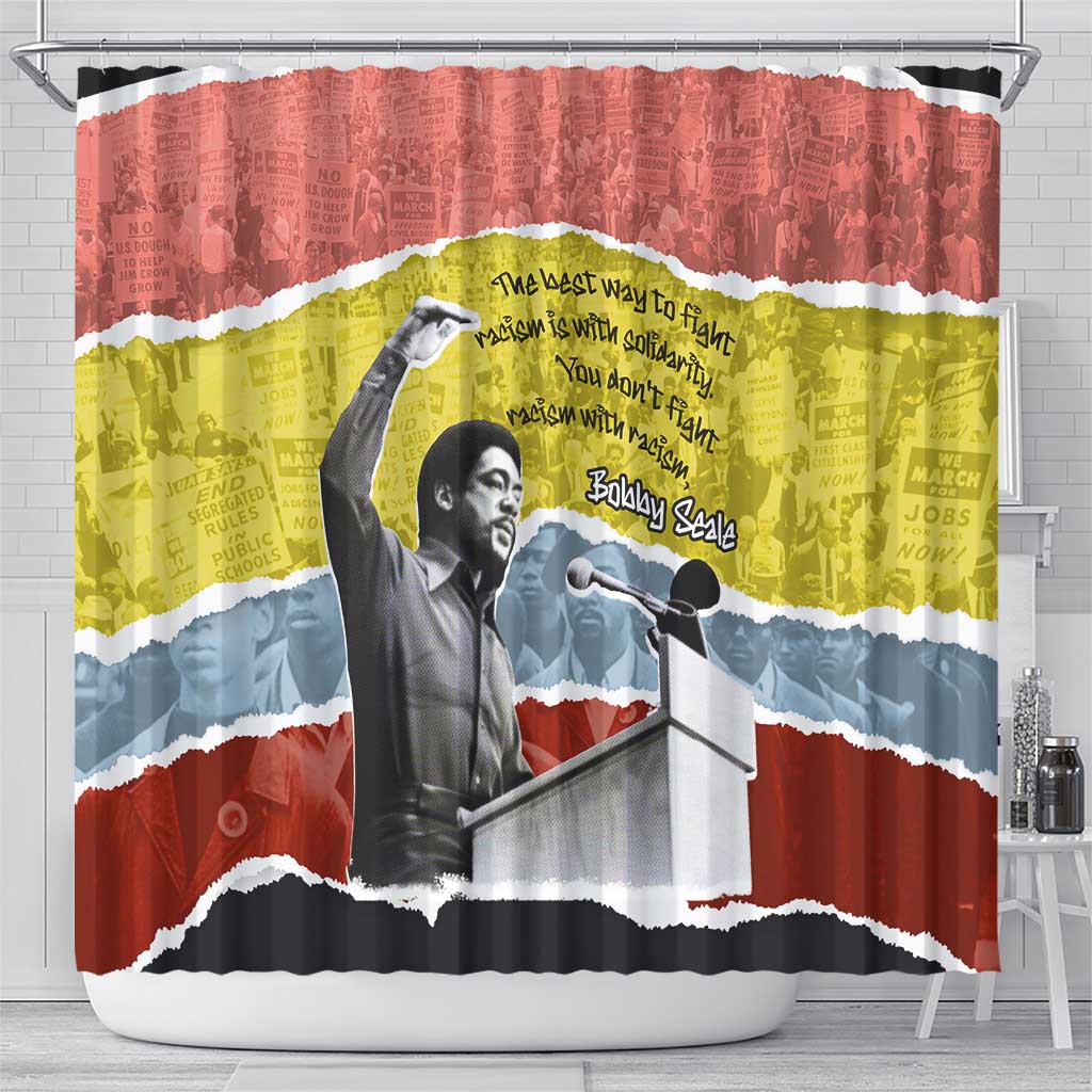 Bobby Seale Shower Curtain Torn Paper Collage Design Solidarity Quote Powerful Speech Artwork Civil Rights - African Pride