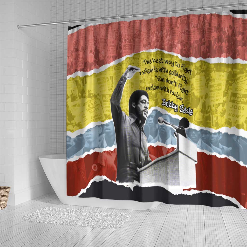 Bobby Seale Shower Curtain Torn Paper Collage Design Solidarity Quote Powerful Speech Artwork Civil Rights - African Pride