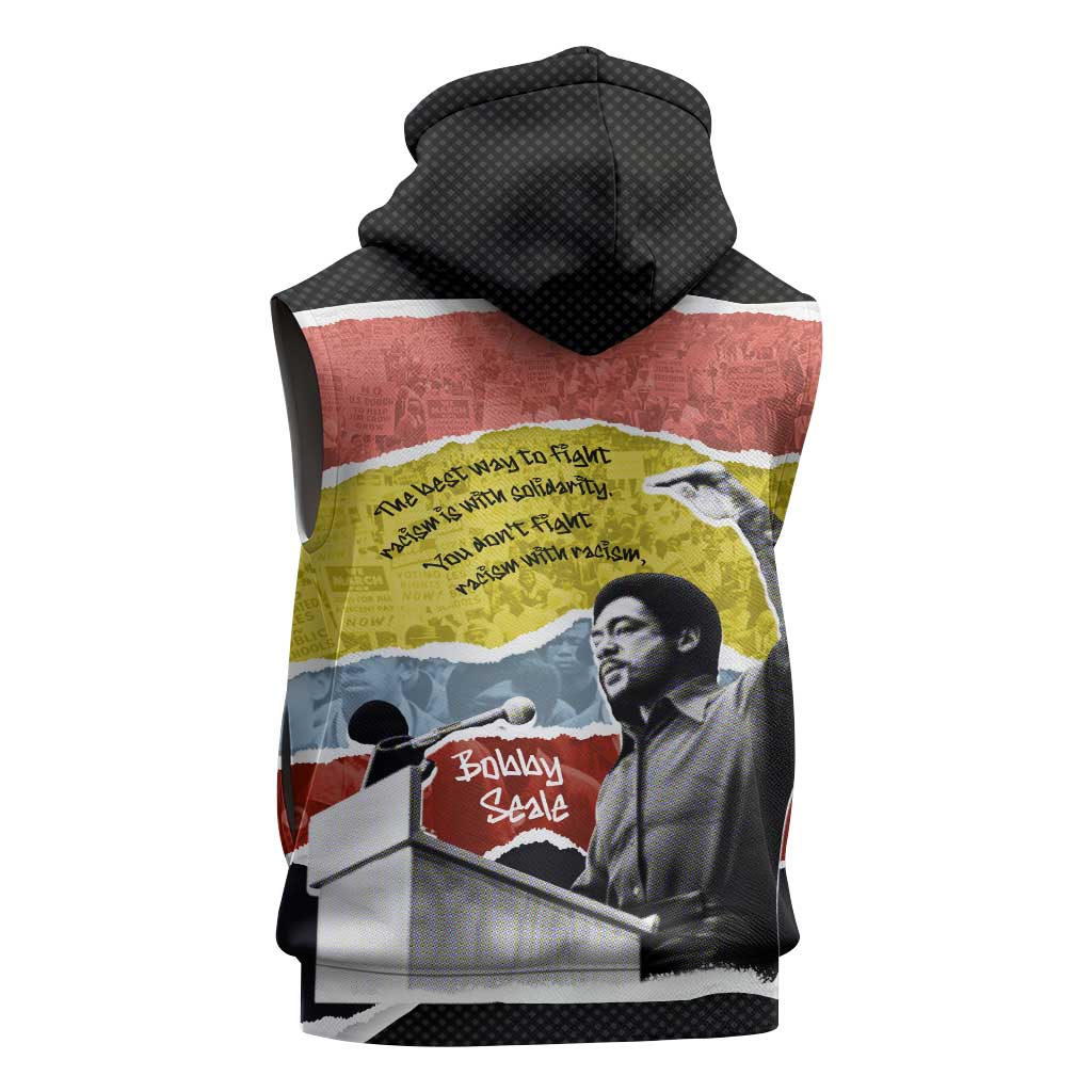 Bobby Seale Sleeveless Hoodie Torn Paper Collage Design Solidarity Quote Powerful Speech Artwork Civil Rights - African Pride