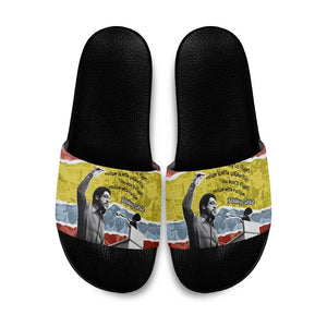 Bobby Seale Slide Sandals Torn Paper Collage Design Solidarity Quote Powerful Speech Artwork Civil Rights - African Pride