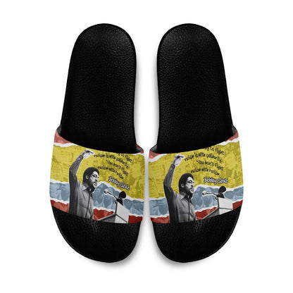 Bobby Seale Slide Sandals Torn Paper Collage Design Solidarity Quote Powerful Speech Artwork Civil Rights - African Pride