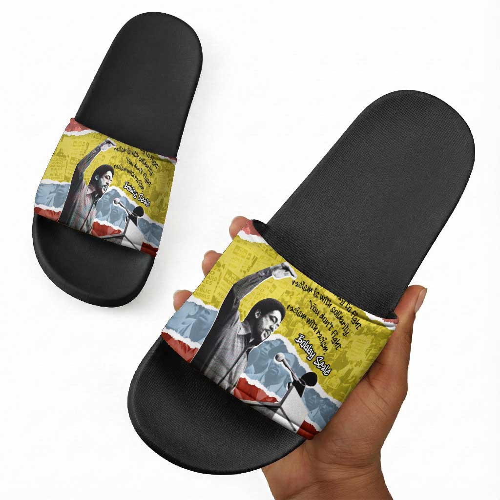 Bobby Seale Slide Sandals Torn Paper Collage Design Solidarity Quote Powerful Speech Artwork Civil Rights - African Pride