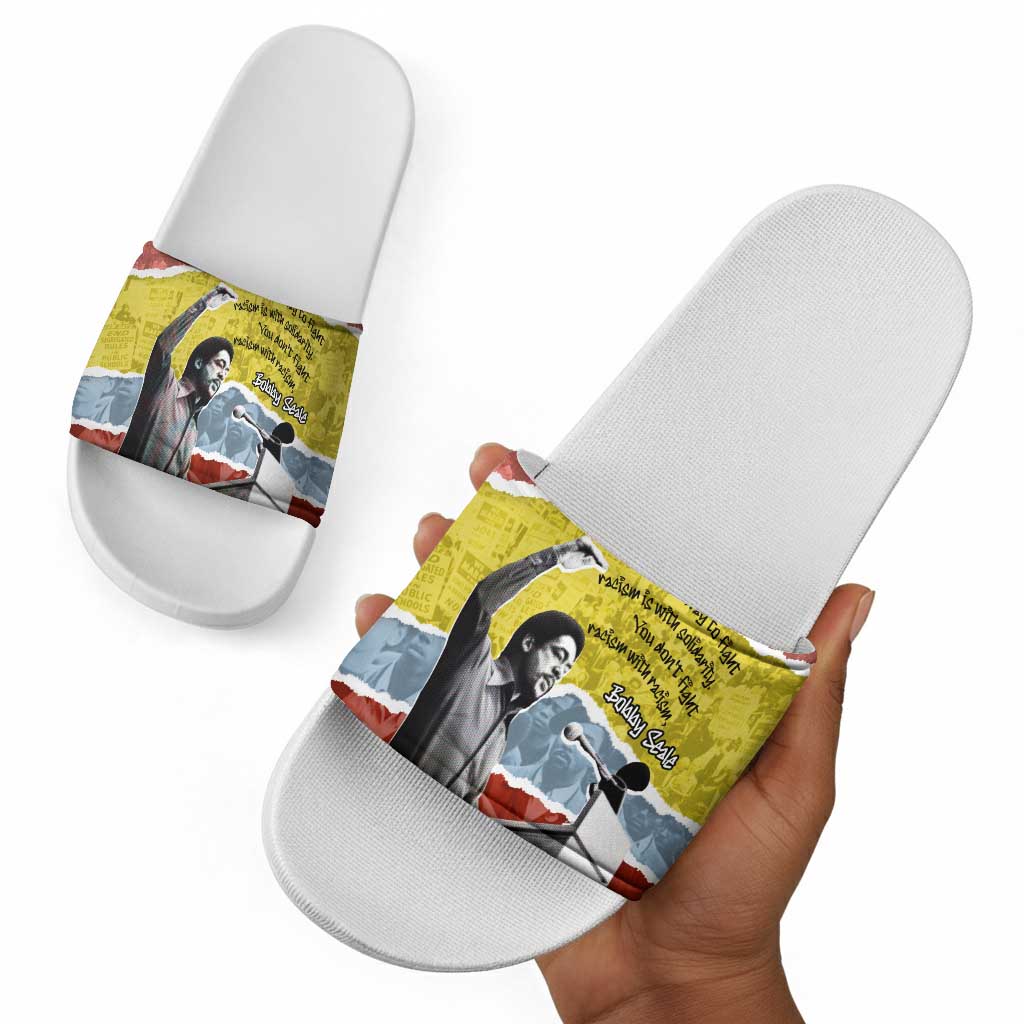 Bobby Seale Slide Sandals Torn Paper Collage Design Solidarity Quote Powerful Speech Artwork Civil Rights - African Pride