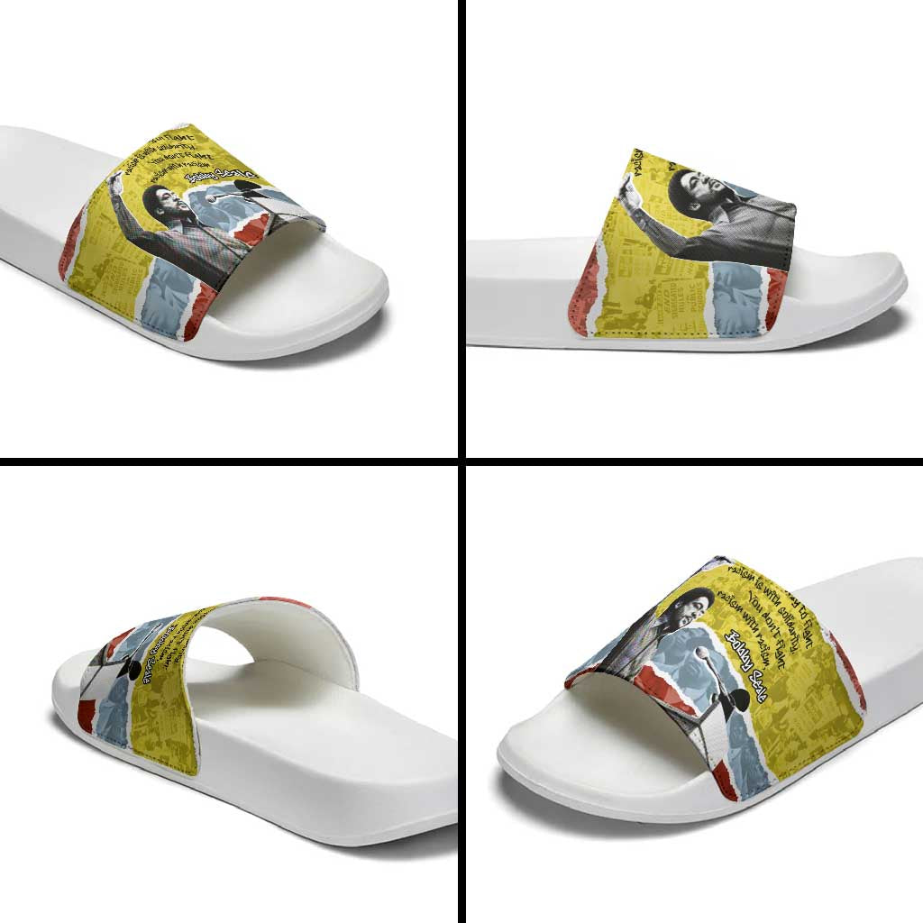 Bobby Seale Slide Sandals Torn Paper Collage Design Solidarity Quote Powerful Speech Artwork Civil Rights - African Pride