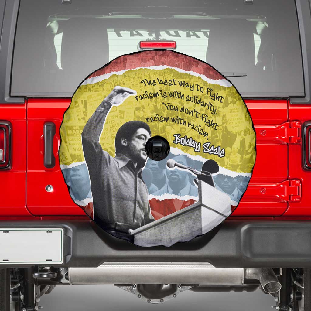 Bobby Seale Spare Tire Cover Torn Paper Collage Design Solidarity Quote Powerful Speech Artwork Civil Rights - African Pride