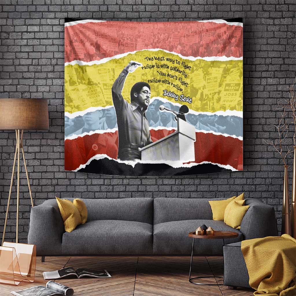 Bobby Seale Tapestry Torn Paper Collage Design Solidarity Quote Powerful Speech Artwork Civil Rights - African Pride