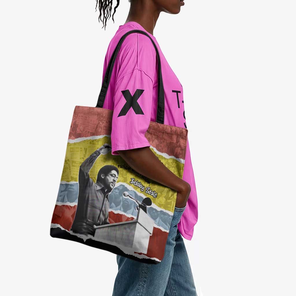 Bobby Seale Tote Bag Torn Paper Collage Design Solidarity Quote Powerful Speech Artwork Civil Rights - African Pride