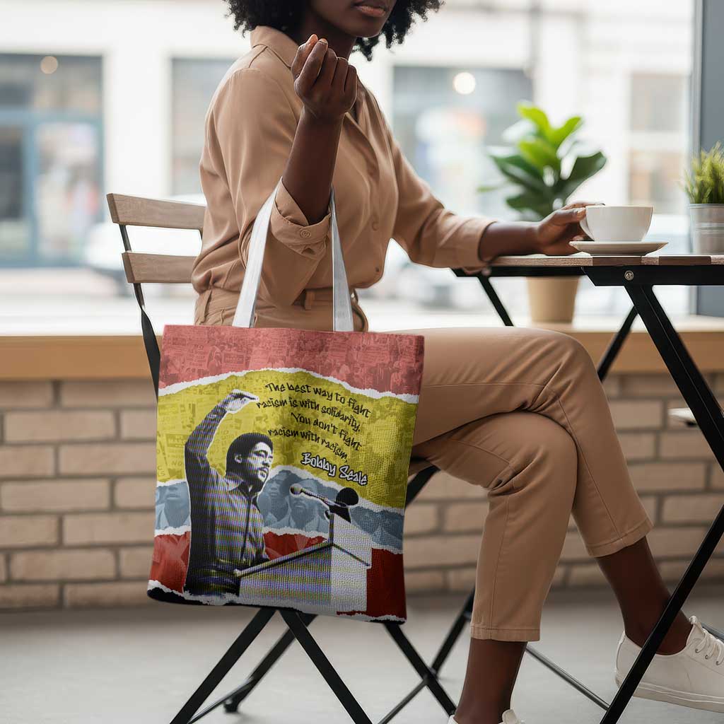 Bobby Seale Tote Bag Torn Paper Collage Design Solidarity Quote Powerful Speech Artwork Civil Rights - African Pride