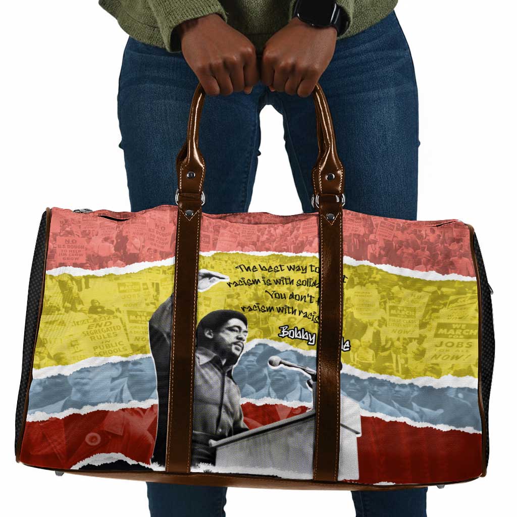 Bobby Seale Travel Bag Torn Paper Collage Design Solidarity Quote Powerful Speech Artwork Civil Rights - African Pride