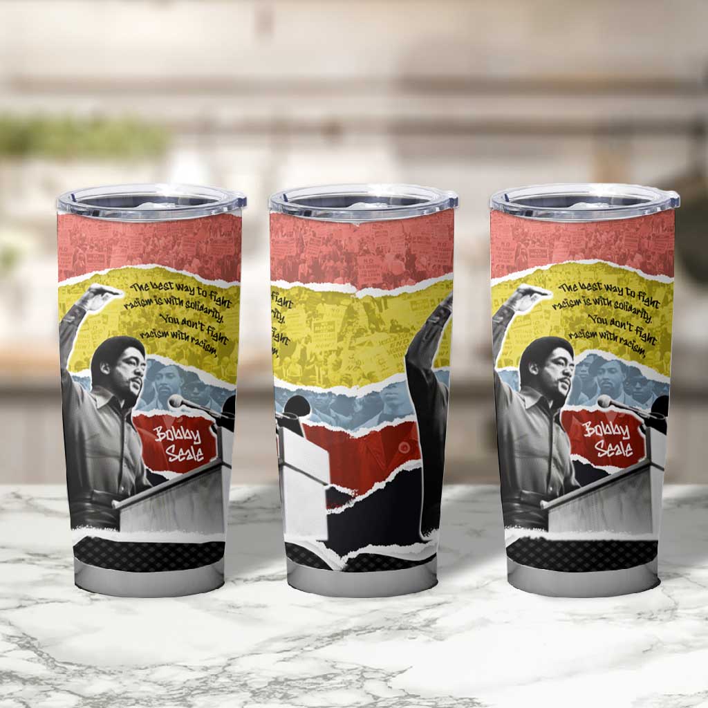 Bobby Seale Tumbler Cup Torn Paper Collage Design Solidarity Quote Powerful Speech Artwork Civil Rights - African Pride
