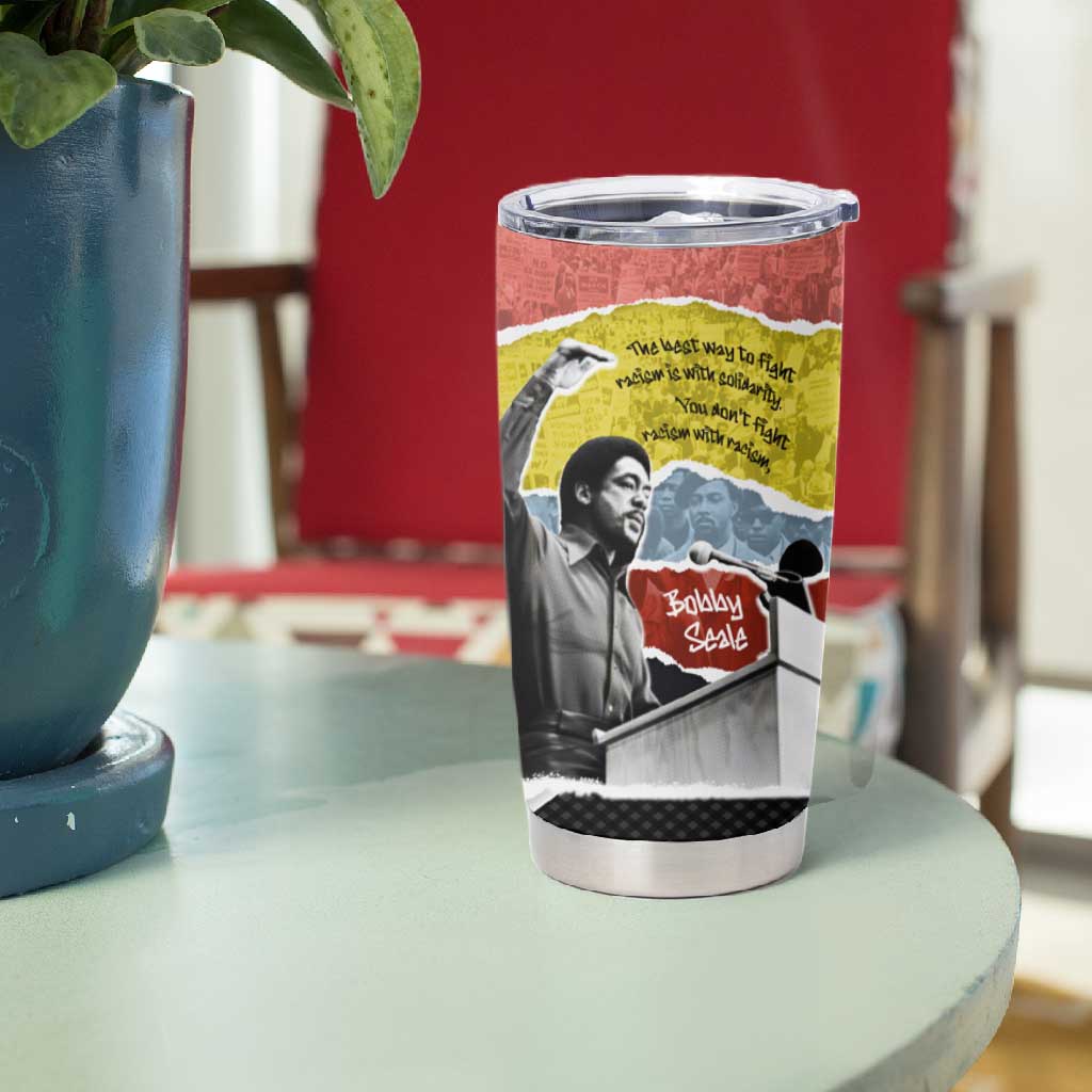 Bobby Seale Tumbler Cup Torn Paper Collage Design Solidarity Quote Powerful Speech Artwork Civil Rights - African Pride