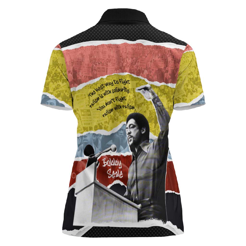 Bobby Seale Women Polo Shirt Torn Paper Collage Design Solidarity Quote Powerful Speech Artwork Civil Rights - African Pride