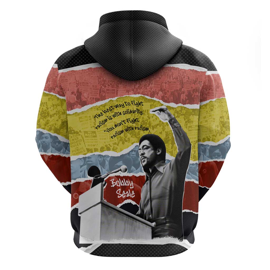 Bobby Seale Zip Hoodie Torn Paper Collage Design Solidarity Quote Powerful Speech Artwork Civil Rights - African Pride