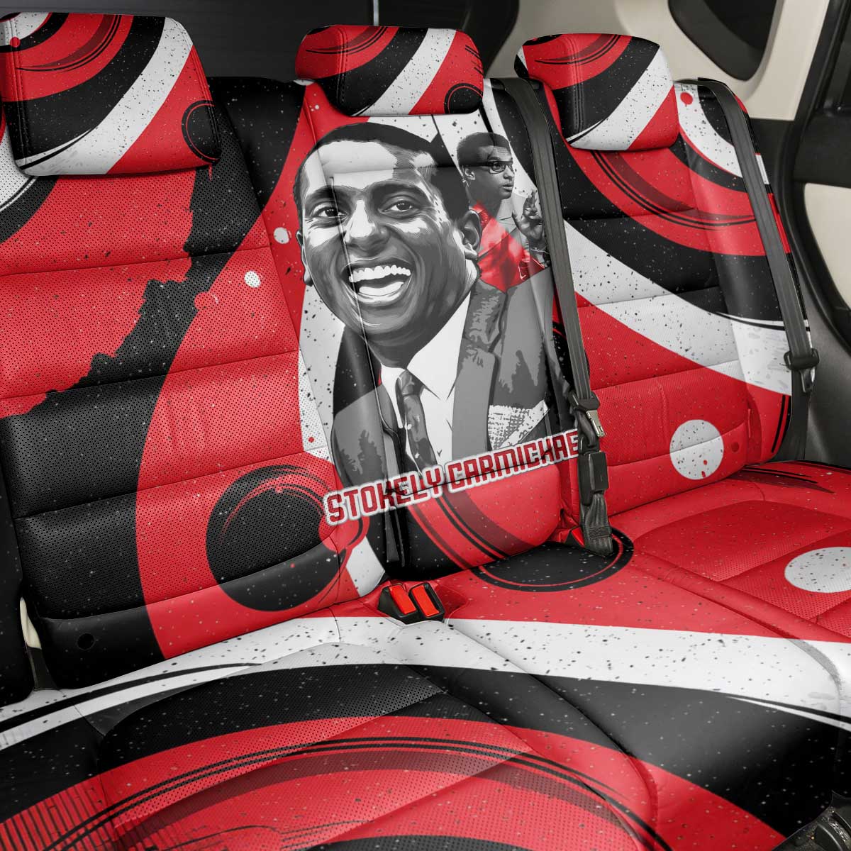 Stokely Carmichael Back Car Seat Cover Abstract Design Black Power Text Civil Rights Activist - African Pride