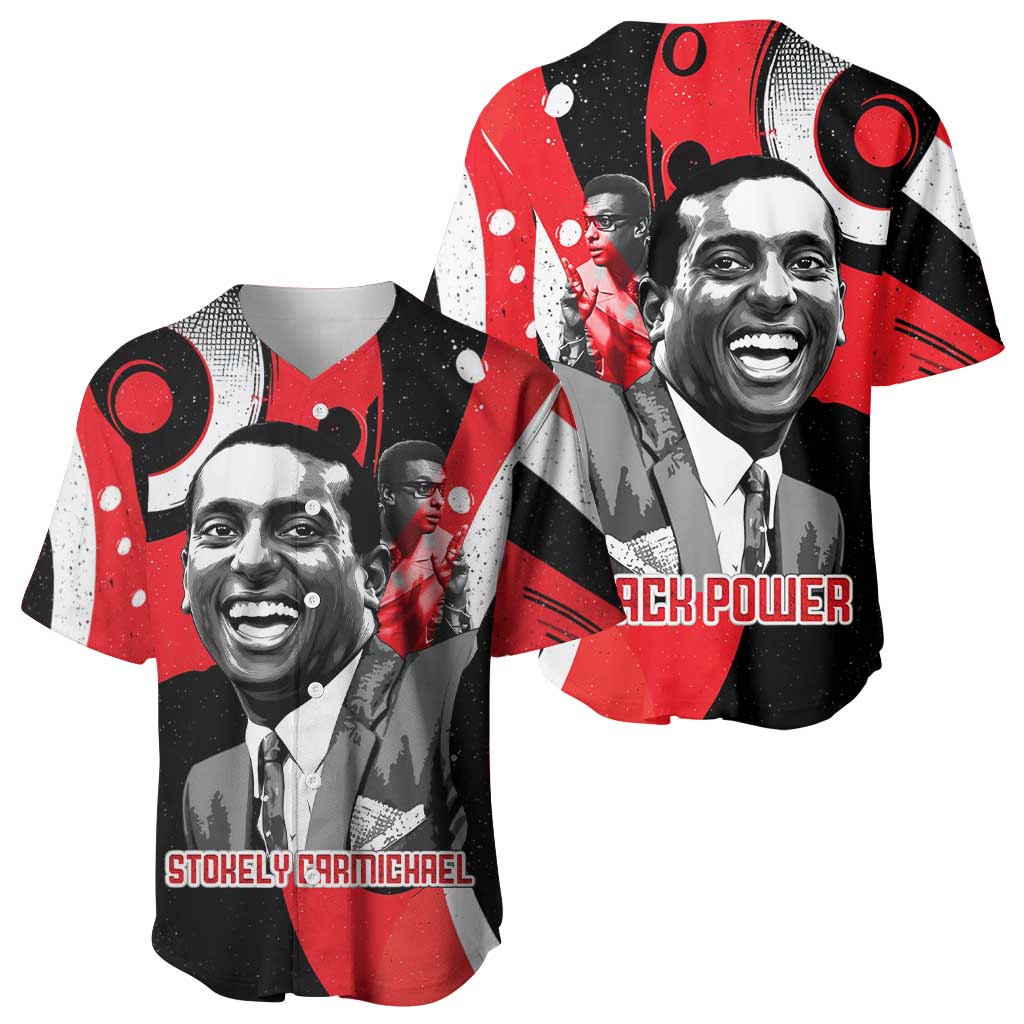 Stokely Carmichael Baseball Jersey Abstract Design Black Power Text Civil Rights Activist - African Pride