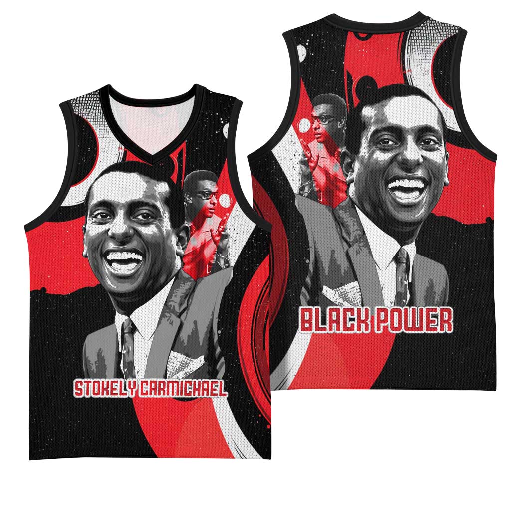 Stokely Carmichael Basketball Jersey Abstract Design Black Power Text Civil Rights Activist - African Pride
