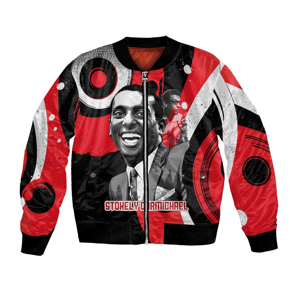 Stokely Carmichael Bomber Jacket Abstract Design Black Power Text Civil Rights Activist - African Pride