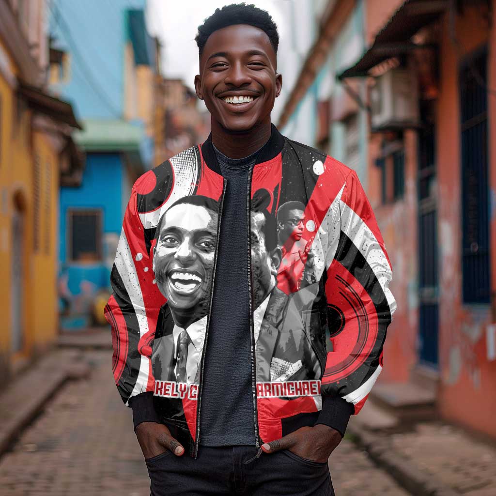 Stokely Carmichael Bomber Jacket Abstract Design Black Power Text Civil Rights Activist - African Pride