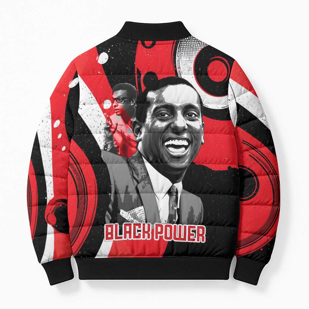 Stokely Carmichael Bomber Puffer Jacket Abstract Design Black Power Text Civil Rights Activist - African Pride