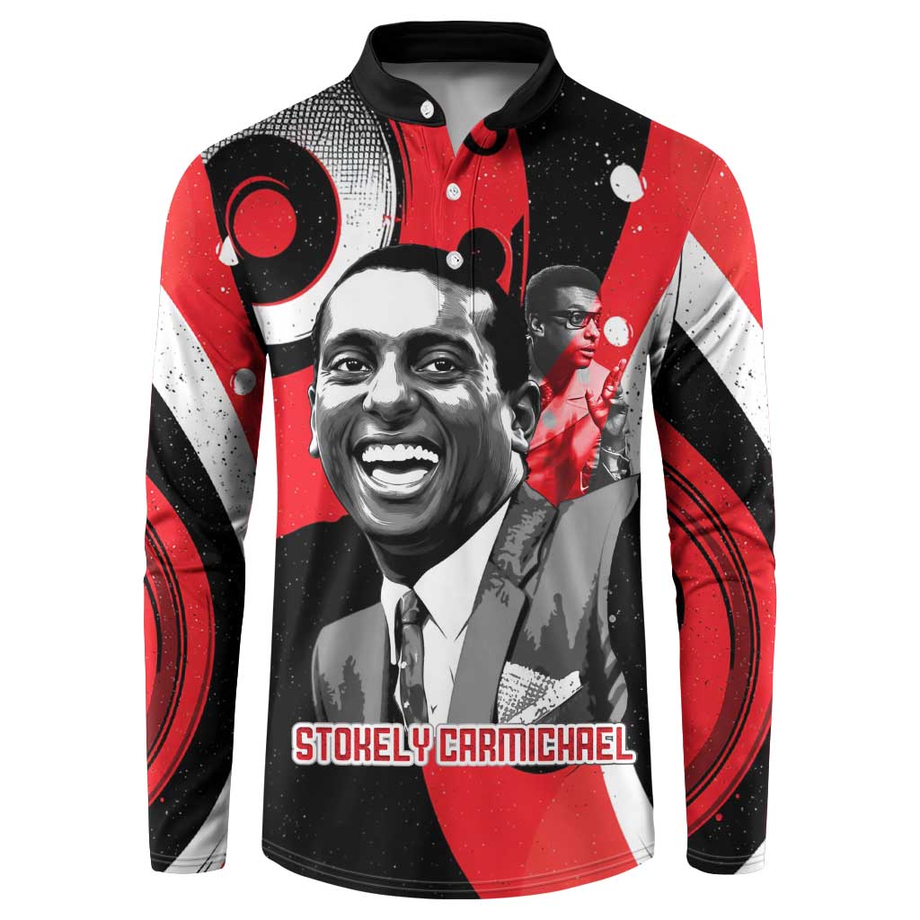 Stokely Carmichael Button Sweatshirt Abstract Design Black Power Text Civil Rights Activist