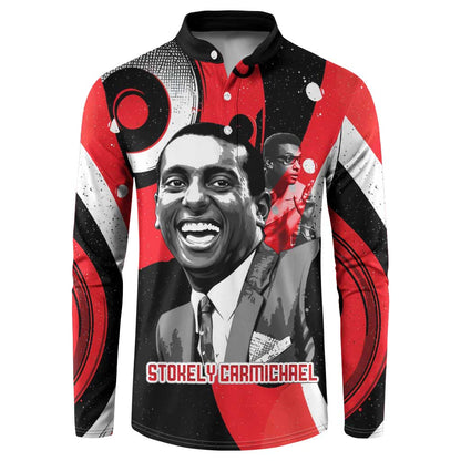 Stokely Carmichael Button Sweatshirt Abstract Design Black Power Text Civil Rights Activist