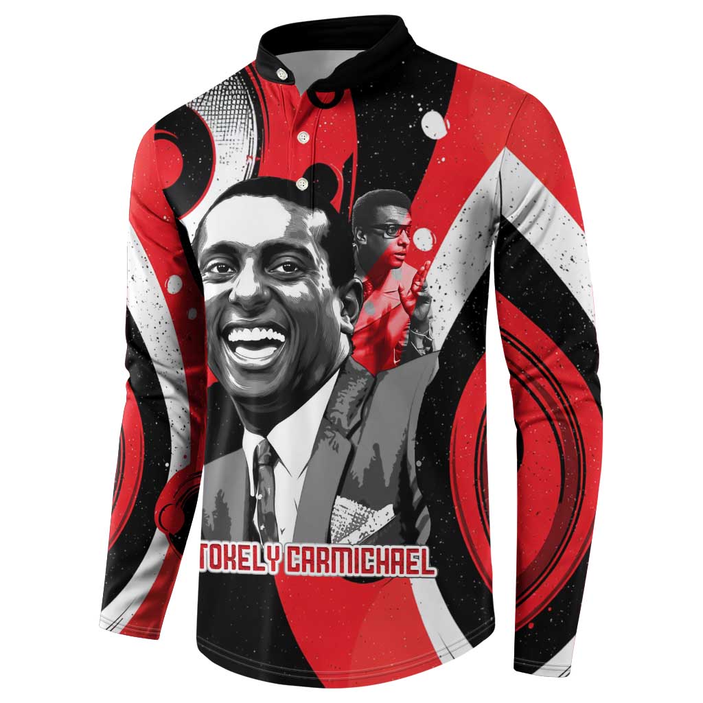 Stokely Carmichael Button Sweatshirt Abstract Design Black Power Text Civil Rights Activist