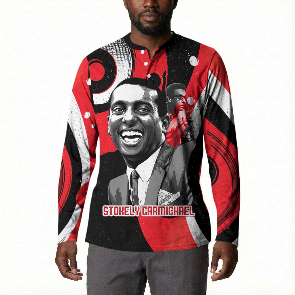 Stokely Carmichael Button Sweatshirt Abstract Design Black Power Text Civil Rights Activist