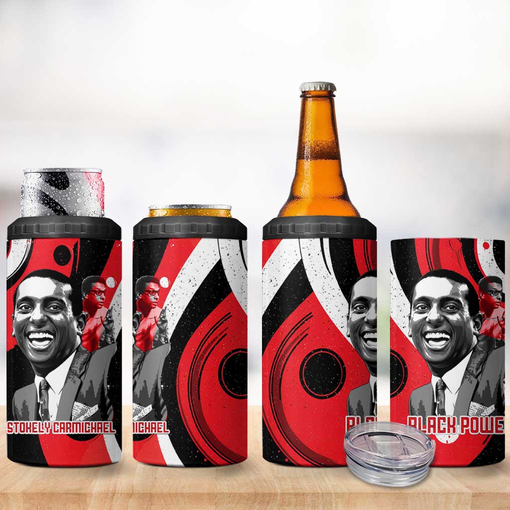 Stokely Carmichael 4 in 1 Can Cooler Tumbler Abstract Design Black Power Text Civil Rights Activist - African Pride
