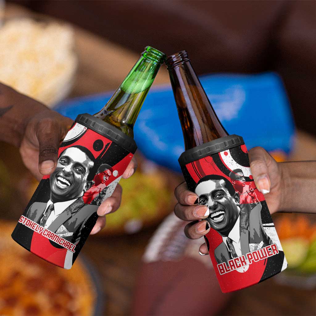 Stokely Carmichael 4 in 1 Can Cooler Tumbler Abstract Design Black Power Text Civil Rights Activist - African Pride