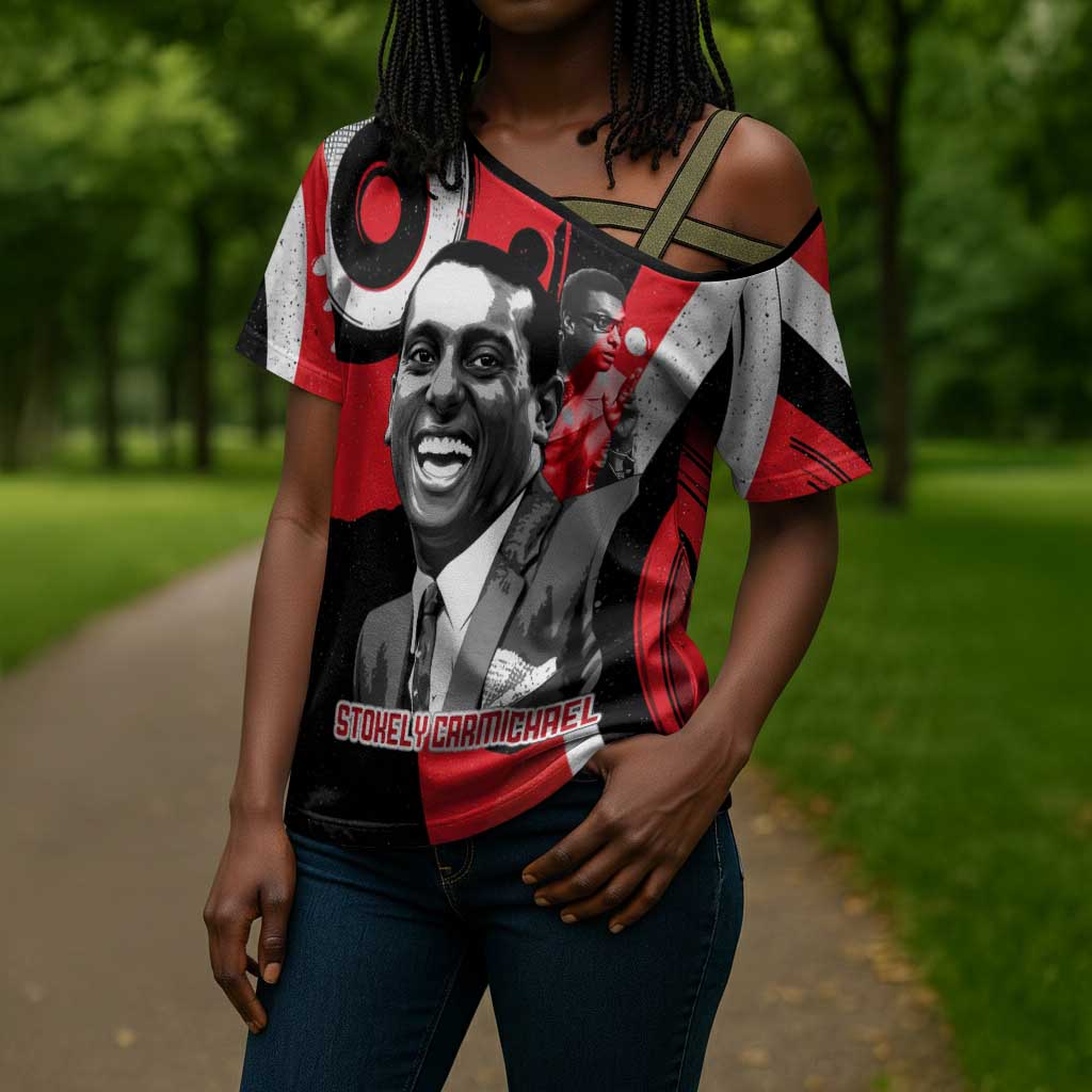 Stokely Carmichael Cross Shoulder Shirt Abstract Design Black Power Text Civil Rights Activist - African Pride