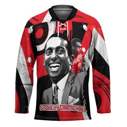 Stokely Carmichael Hockey Jersey Abstract Design Black Power Text Civil Rights Activist - African Pride