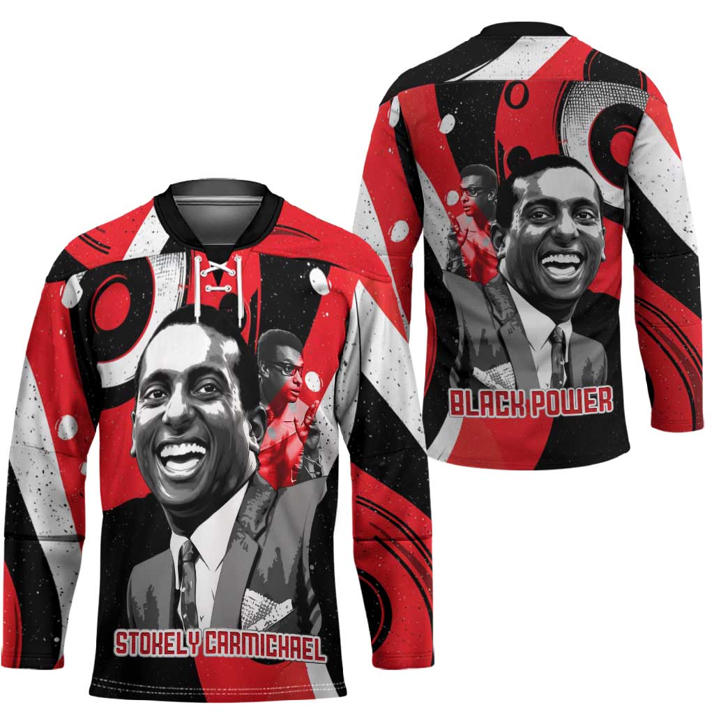 Stokely Carmichael Hockey Jersey Abstract Design Black Power Text Civil Rights Activist - African Pride