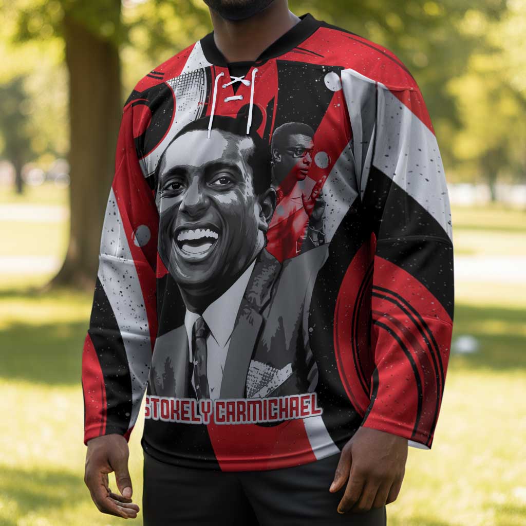 Stokely Carmichael Hockey Jersey Abstract Design Black Power Text Civil Rights Activist - African Pride