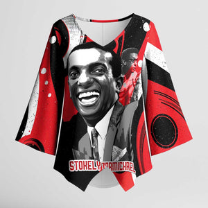 Stokely Carmichael Kimono Sleeve Blouse Abstract Design Black Power Text Civil Rights Activist - African Pride